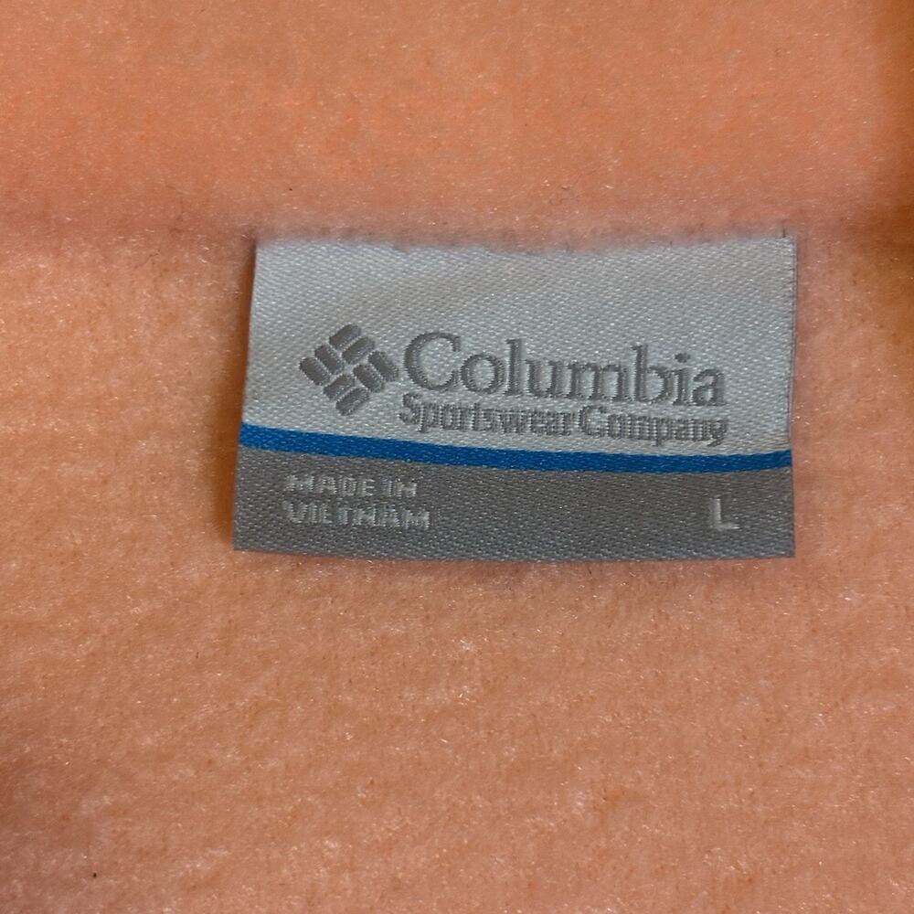 Columbia Women's Slack Water PFG Fleece Pullover Jacket Peach Pink Neon 1/2 Zip - Picture 3 of 9